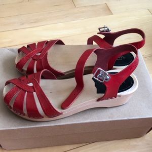 Swedish HASBEENS Red Leather Sandals